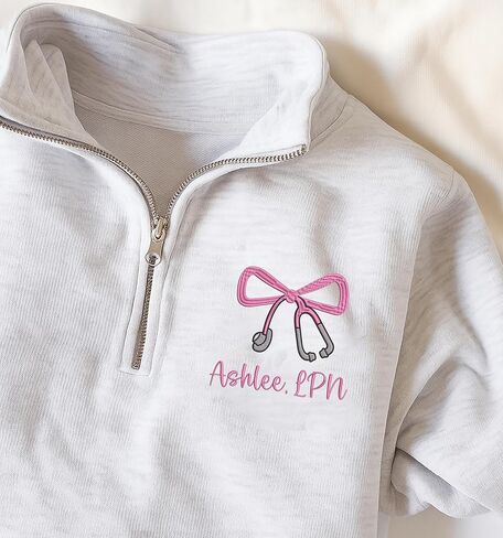 Chillever Personalized Embroidered LPN Quarter Zip Sweatshirt, Custom Licensed Practical Nurse Shirt, Nursing Apparel, LPN Graduation Gift 2025, Nurse Appreciation Clothing, Practical Nurse Gifts in Saudi Arabia