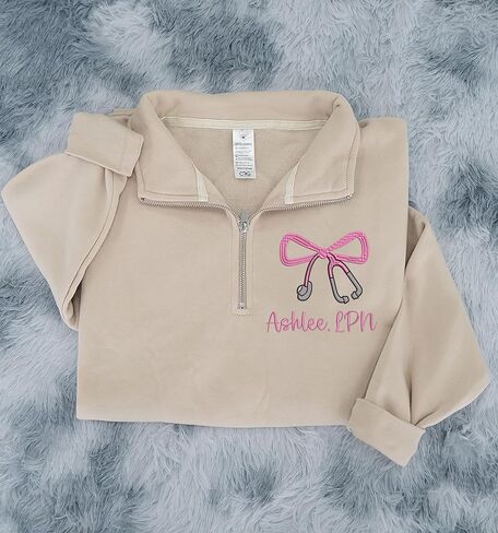 Chillever Personalized Embroidered LPN Quarter Zip Sweatshirt, Custom Licensed Practical Nurse Shirt, Nursing Apparel, LPN Graduation Gift 2025, Nurse Appreciation Clothing, Practical Nurse Gifts in Saudi Arabia