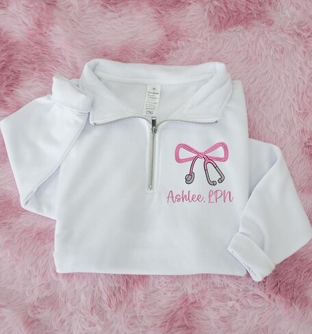 Chillever Personalized Embroidered LPN Quarter Zip Sweatshirt, Custom Licensed Practical Nurse Shirt, Nursing Apparel, LPN Graduation Gift 2025, Nurse Appreciation Clothing, Practical Nurse Gifts in Saudi Arabia