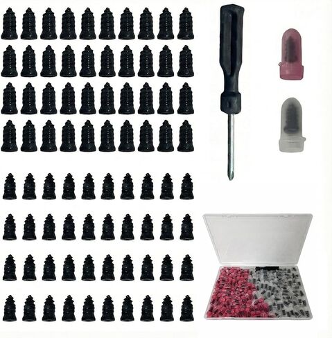 80PCS Rubber Tire Repair Nail Kit,Screw In Tire Plugs,Tire Plugs Screw Type,Tire Fix Rubber Nail Kit,Tire Screw Plugs,Spiral Rubber Screws for Quick DIY Puncture Repair on Car,Motorcycle in Saudi Arabia