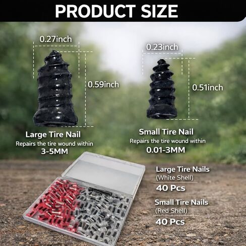 80PCS Rubber Tire Repair Nail Kit,Screw In Tire Plugs,Tire Plugs Screw Type,Tire Fix Rubber Nail Kit,Tire Screw Plugs,Spiral Rubber Screws for Quick DIY Puncture Repair on Car,Motorcycle in Saudi Arabia