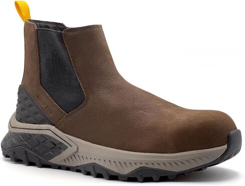 Avenger Summit Trail Composite Toe Boots for Men - Non-Slip, EH Rated Industrial Chelsea Style Work Shoes, Brown in Saudi Arabia