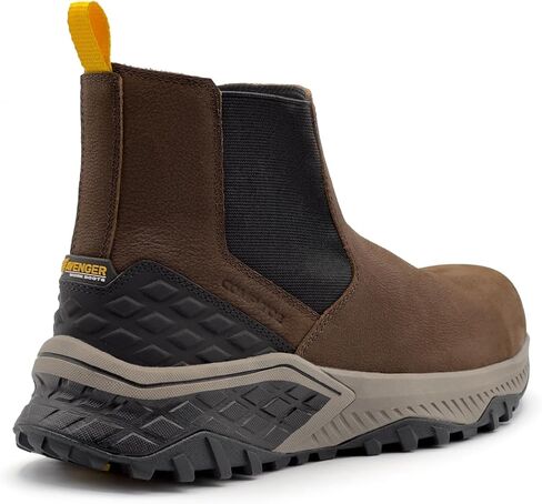 Avenger Summit Trail Composite Toe Boots for Men - Non-Slip, EH Rated Industrial Chelsea Style Work Shoes, Brown in Saudi Arabia