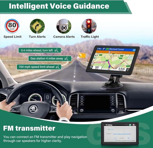 جهاز ملاح GPS مقاس 7 بوصات لشاحنة السيارة RV، نظام ملاحة GPS للسيارة مع خرائط 2025، تحديثات مجانية مدى الحياة، توجيه صوتي، تنبيهات كاميرا السرعة والضوء الأحمر، توجيه مخصص للشاحنة in Kuwait