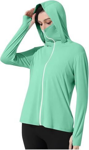 Womens Sun Protection Jacket UPF 50+ Full Zipper Long Sleeve UV Hoodie Shirts Outdoor Athletic Jacket Hoodie Shirt in Saudi Arabia