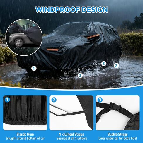 Winter Car Cover for Nissan Pathfinder 1992-2025, Heavy Duty SUV Full Car Cover Waterproof All Weather Outdoor for Hail Snow Ice Rain Sun UV Dust Protector, with Driver Side Zipper & Reflective Strips in Saudi Arabia