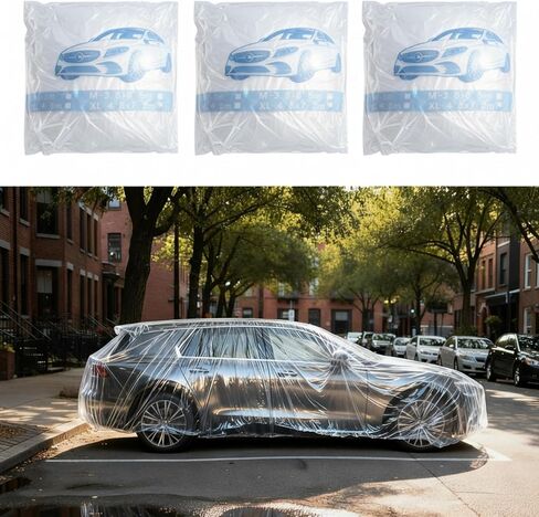 LEIFIDE 3pcs Universal Large Plastic Car Covers 15.7X 24.6ft Extra Clear Reusable Car Cover with Elastic Band for SUV, Sedan, Mini Van and Outdoor Snow Rain Wind Dust Frost in Saudi Arabia