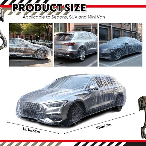 LEIFIDE 3pcs Universal Large Plastic Car Covers 15.7X 24.6ft Extra Clear Reusable Car Cover with Elastic Band for SUV, Sedan, Mini Van and Outdoor Snow Rain Wind Dust Frost in Saudi Arabia