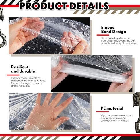 LEIFIDE 3pcs Universal Large Plastic Car Covers 15.7X 24.6ft Extra Clear Reusable Car Cover with Elastic Band for SUV, Sedan, Mini Van and Outdoor Snow Rain Wind Dust Frost in Saudi Arabia