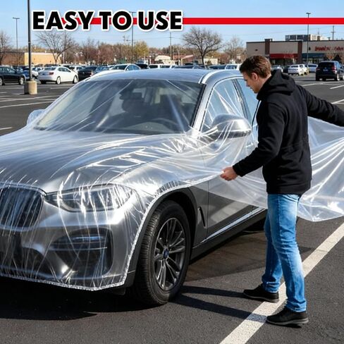 LEIFIDE 3pcs Universal Large Plastic Car Covers 15.7X 24.6ft Extra Clear Reusable Car Cover with Elastic Band for SUV, Sedan, Mini Van and Outdoor Snow Rain Wind Dust Frost in Saudi Arabia