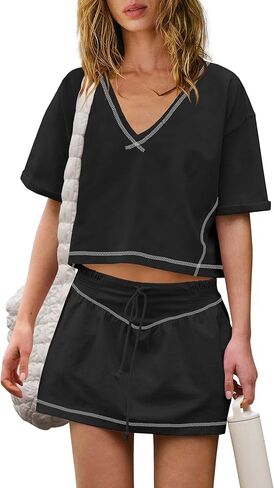 LAMISSCHE Womens 2 Piece Workout Sets Athletic Gym Sets Crop Top And Skirt With Shorts Set Activewears in Kuwait