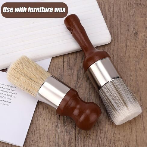 2pcs Salve Brush for Furniture, 2 Style Leather & Wood Care Brush Tool with Soft Bristles Ergonomic Handle Furniture Wax Applicator for Car Interiors & Home Cleaning Maintenance in Kuwait