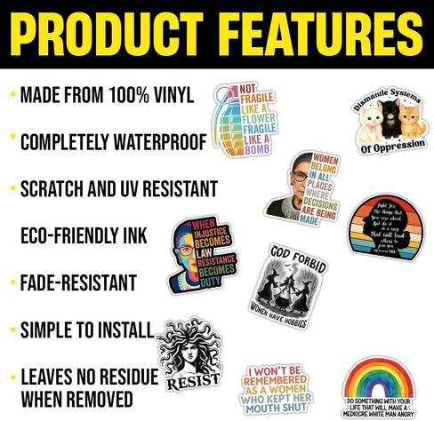 [9pcs 3''] Strong Women Affimation Feminist Sticker, Women Quote Stickers, RBG Quote, Social Justice Feminist Gift, Decoration Phone Tumbler Water Bottle Car Truck Vehicle Vinyl Decal in Saudi Arabia