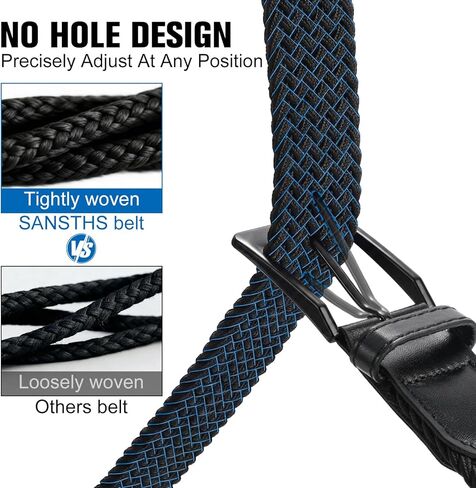 SANSTHS 2 Pack Stretch Braided Elastic Belt for Men, 1 3/8" Elastic Woven Belts Mens Stretch Belt for Casual Golf Jeans in Saudi Arabia