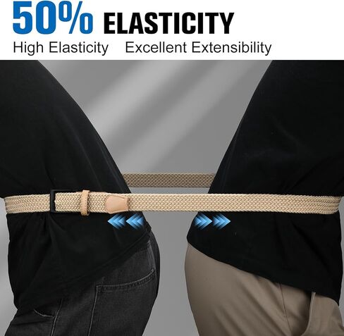 SANSTHS 2 Pack Stretch Braided Elastic Belt for Men, 1 3/8" Elastic Woven Belts Mens Stretch Belt for Casual Golf Jeans in Saudi Arabia