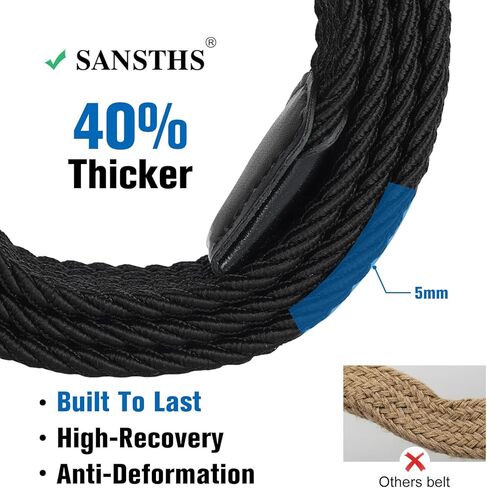 SANSTHS 2 Pack Stretch Braided Elastic Belt for Men, 1 3/8" Elastic Woven Belts Mens Stretch Belt for Casual Golf Jeans in Saudi Arabia
