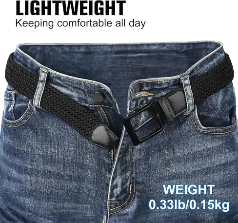 SANSTHS 2 Pack Stretch Braided Elastic Belt for Men, 1 3/8" Elastic Woven Belts Mens Stretch Belt for Casual Golf Jeans in Saudi Arabia