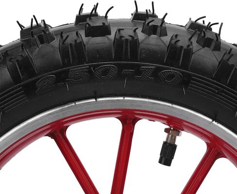 Generic 2.5-10 Wheel Hub Tire, Rubber Wear Metal Structure, Front Wheel, Fitment for Small Off Road Motorcycles, Specifically Designed (Red) in Saudi Arabia