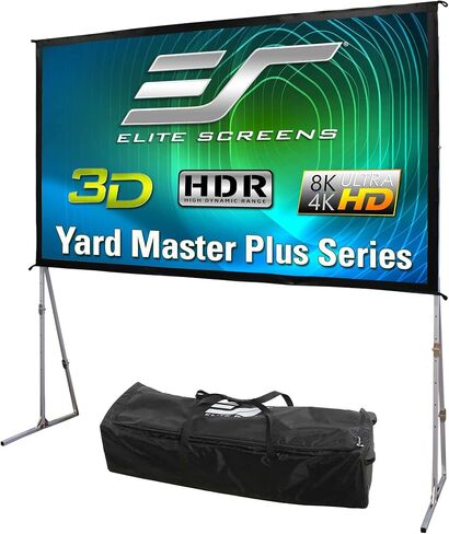 Elite Screens Yard Master 2, 100-inch Indoor Outdoor Portable Fast Folding Projector Screen w/ Stand 16:9, 8K 4K Ultra HD 3D Movie Theater Rear Projection , OMS100HR3 -US Based Company 2-YEAR WARRANTY in Saudi Arabia