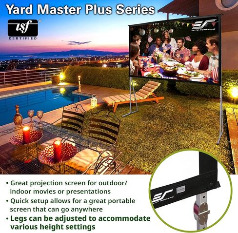 Elite Screens Yard Master 2, 100-inch Indoor Outdoor Portable Fast Folding Projector Screen w/ Stand 16:9, 8K 4K Ultra HD 3D Movie Theater Rear Projection , OMS100HR3 -US Based Company 2-YEAR WARRANTY in Saudi Arabia