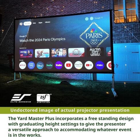 Elite Screens Yard Master 2, 100-inch Indoor Outdoor Portable Fast Folding Projector Screen w/ Stand 16:9, 8K 4K Ultra HD 3D Movie Theater Rear Projection , OMS100HR3 -US Based Company 2-YEAR WARRANTY in Saudi Arabia