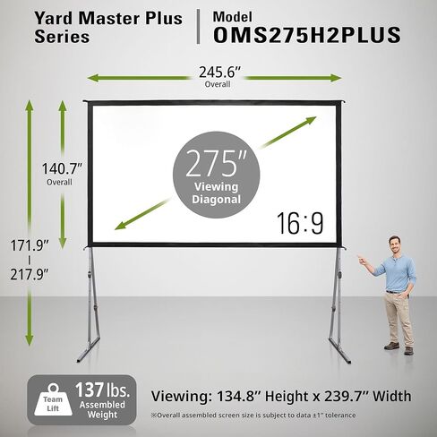 Elite Screens Yard Master 2, 100-inch Indoor Outdoor Portable Fast Folding Projector Screen w/ Stand 16:9, 8K 4K Ultra HD 3D Movie Theater Rear Projection , OMS100HR3 -US Based Company 2-YEAR WARRANTY in Saudi Arabia