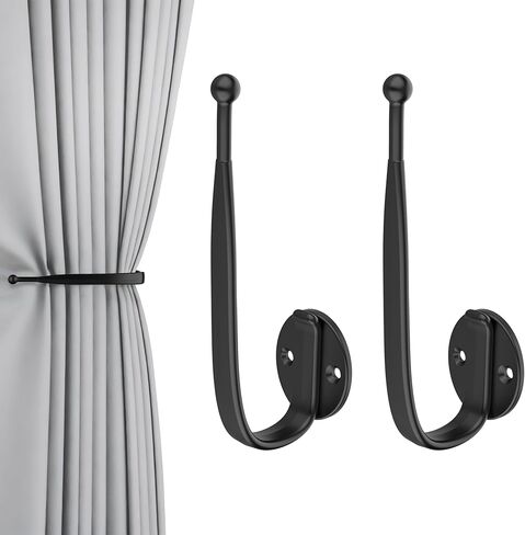قطعتان من حوامل الستائر باللون الأسود، حوامل ستائر للستائر المثبتة على الحائط وسحب الستائر، خطافات حامل جانبية للستائر، حقيبة الظهر، القبعة، غرفة النوم، مثبتة على الحائط، ألومنيوم in Kuwait