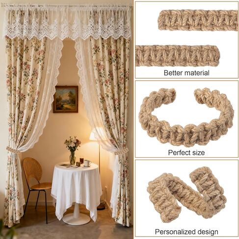 4Pcs Bohemian Braided Curtain Hooks Outdoor Curtain Tiebacks Curtain Ties Elegant Rustic Curtain Holdbacks Tie Backs Accessories Suitable for Home Office Bedroom Window Decorative(4, Linen) in Saudi Arabia