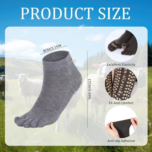 JenPen 5 Pairs Merino Wool Five Toe Grip Socks for Women Men Winter Cotton Thermal Warm Toe Sock for Hiking Athletic Running in Saudi Arabia