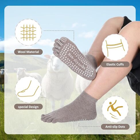 JenPen 5 Pairs Merino Wool Five Toe Grip Socks for Women Men Winter Cotton Thermal Warm Toe Sock for Hiking Athletic Running in Saudi Arabia