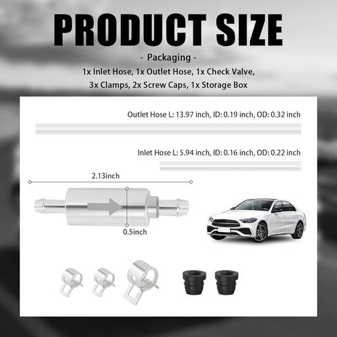 خرطوم نزف الفرامل في اتجاه واحد، صمام فحص الفرامل، مجموعة نازف الفرامل المضادة للتدفق الخلفي مع خراطيم ومشابك وأغطية لولبية، صمام نزف الفرامل في اتجاه واحد لنظام قابض الدراجات النارية/السيارة in Kuwait