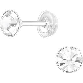 925 Sterling Silver Children's 4mm Crystal Birthstone Stud Earrings in Saudi Arabia