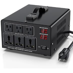 6000W Voltage Converter Transformer Step Up 110V/120V to220V/240V or Step Down 220V to 110V AC Power Converte, Circuit Breaker Protection, 3 US sockets, 3 Universal sockets, LCD Display in Kuwait