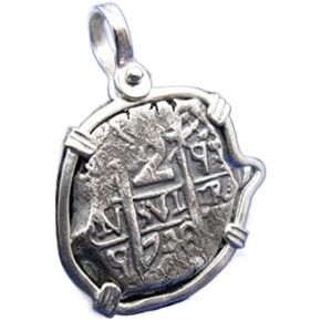 Sterling Silver Hand Bezeled "2 Reale" Odd Shaped Replica of Shipwreck Coin Recovered from Spanish Treasure Fleet (Unique Nautical Pendant) in Kuwait