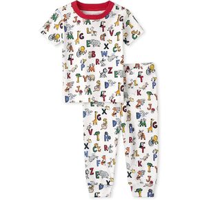The Children's Place Baby Boys' and Toddler Snug Fit 100% Cotton Short Sleeve Top and Pants 2 Piece Pajama Set, Pizza Slice, 6 Years in Kuwait