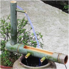 Zen Garden Fountain Bamboo Water Feature, Japanese-Style Bamboo Fountain with Pump Kit, Garden Decoration, Waterscape Decorate Cascading Tiered Water Fountain for Indoor Outdoor(40cm) in Saudi Arabia