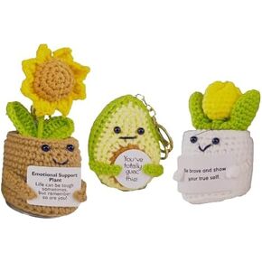 L&Y USA Positive Plant Crochet Keychains 3 Pack - Cute Plant Keychains with Uplifting Messages, Positive Affirmation Keychains, Inspirational Motivational Keychain Gift - Option 1 in Saudi Arabia