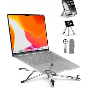 Adjustable Laptop Stand, 3-in-1 Magnetic Foldable Stand for Laptop, Tablet & Phone, Portable Aluminum Laptop Riser with Multi-Angle Support for Desk, Home & Travel, Black in Kuwait