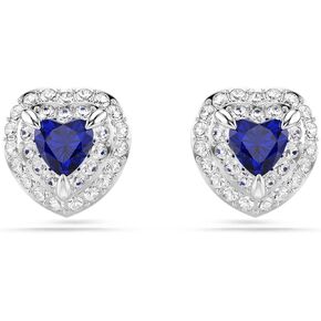 Swarovski One Stud earrings, Heart cut, Pavé, Heart, Blue, Rhodium plated in Saudi Arabia