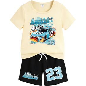 Boys Summer Clothes Graphic Short-Sleeved T-Shirt & Shorts Set 2 Piece Toddler Kid Outfit Size 5-10 in Kuwait
