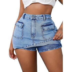 ALLABREVE Plus Size Denim Shorts Womens High Waisted Stretchy Jean Shorts Summer Casual Jorts in Kuwait