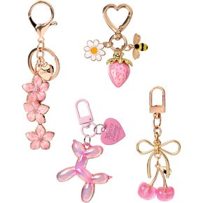 4 قطع من حليات الحقائب لحقائب اليد، سلسلة مفاتيح لطيفة على شكل محفظة من إكسسوارات سلسلة مفاتيح الكرز للنساء هدية عيد الأم in Kuwait