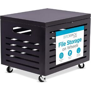 BIRDROCK HOME Rolling File Storage Organizer Box with Lid (NEW VERSION) - Bamboo - Decorative Wood Hanging Filing & Storage Office Box - Letter or Legal - Strong Durable - Toys Blankets - Cafe Noir in Kuwait