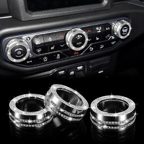 غطاء زر مقبض تكييف الهواء من TOMALL Bling متوافق مع Jeep Wrangler JL JLU & Gladiator JT 2018-2024 وحدة التحكم المركزية لمكيف الهواء وغطاء غطاء مقبض المناخ وإكسسوارات السيارة in Kuwait