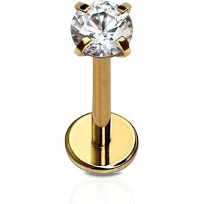 Cords Club Solitaire 3mm Flat Back Stud – ASTM-F136 Implant Grade Titanium - Push Pin Design for Sensitive Ears – Available in 18K PVD Gold Plated & Titanium Silver (Single Earring) in Saudi Arabia