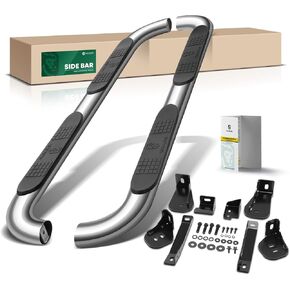 YHTAUTO 3 بوصات للجري بخطوات جانبية متوافقة مع Chevy Silverado & GMC Sierra 1500/2500 HD/3500 HD 2001-2019 Crew Cab 4 أبواب فقط، مسحوق أسود من الفولاذ الكربوني المستدير، قضبان جانبية لكابينة الشاحنة in Kuwait