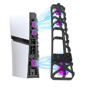 Applicable to PS5 Pro, Automatic Temperature-Controlled Cooling Fan with RGB Lighting,Efficiency Cooling System，3-Modes (Temperature Control, Normal, Off)，USB 3.0 Port，Black in Kuwait