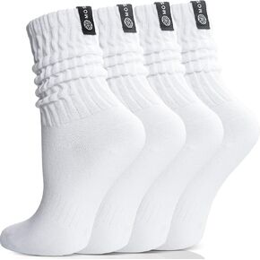 Scrunch Cotton Socks, Slouch Calf Thin Breathable Soft Socks for Women and Men, 4 Pairs in Saudi Arabia