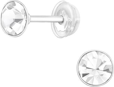 925 Sterling Silver Children's 4mm Crystal Birthstone Stud Earrings in Saudi Arabia