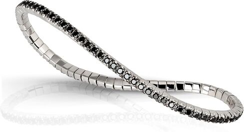 925 Sterling Silver Tennis Bracelet for Women – 3 mm Rhodium Plated Classic Stretch Cubic Zirconia Bracelets – One Size Fits All in Saudi Arabia